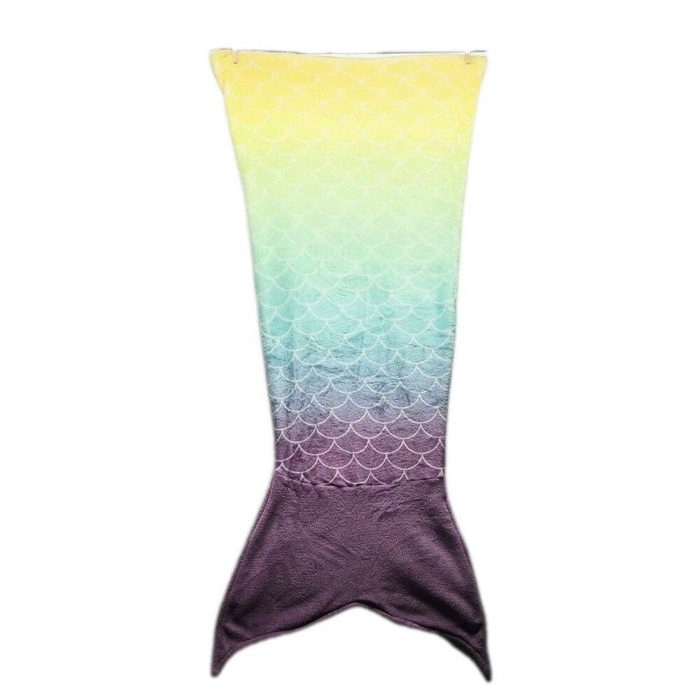Riband Home Mermaid Tail Wearable Plush Blanket (66x55inch) Pastel Bright Color